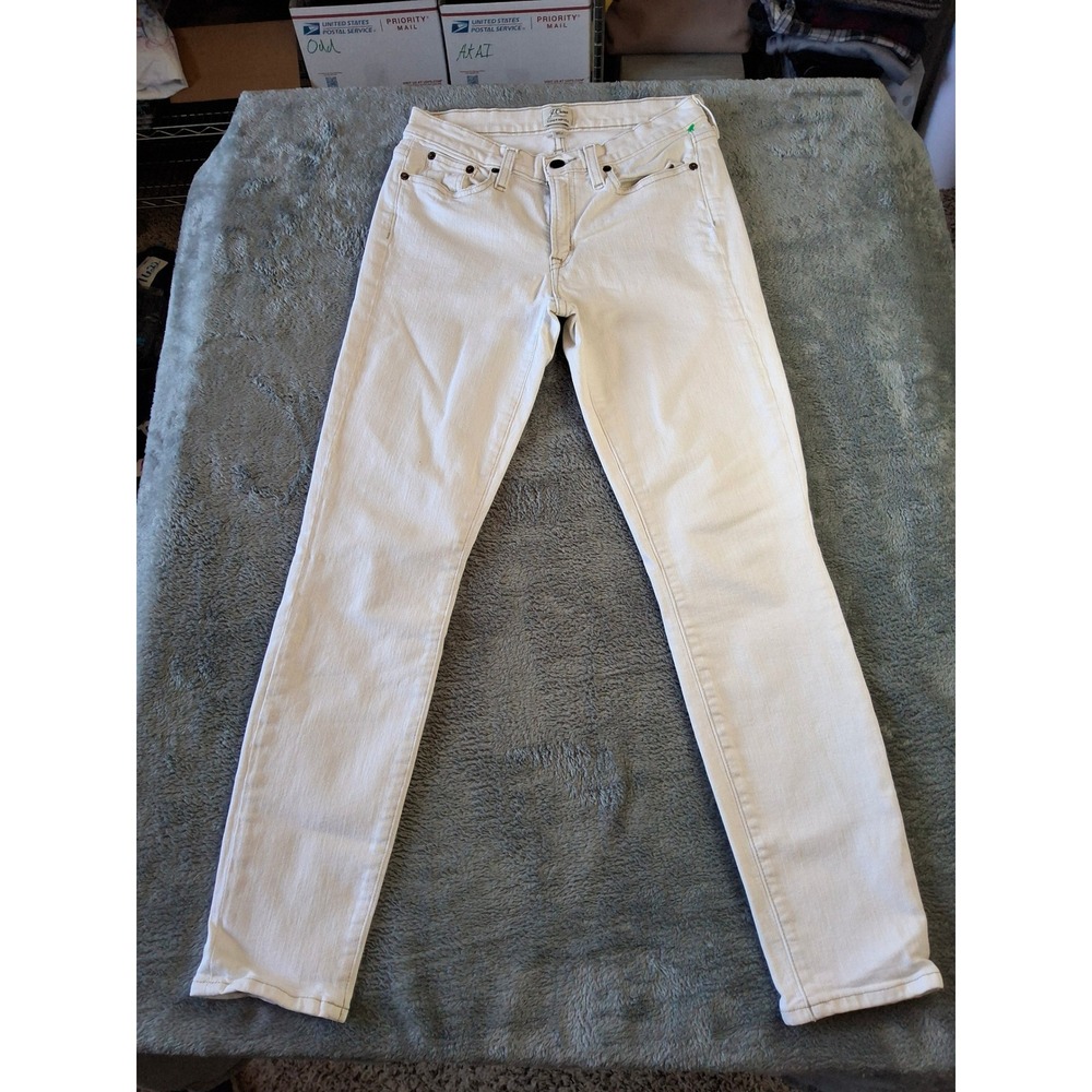 J.Crew‎ Toothpick Skinny Jeans Womens 27 White Mid Rise Denim Stretch Pants